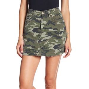 Express Camo Jean Mini Skirt